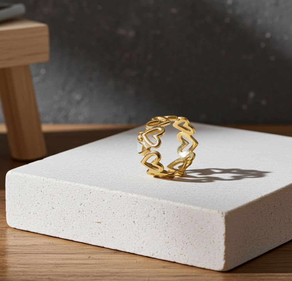 💛 Bague Cœurs Entrelacés en Acier Inoxydable 💛