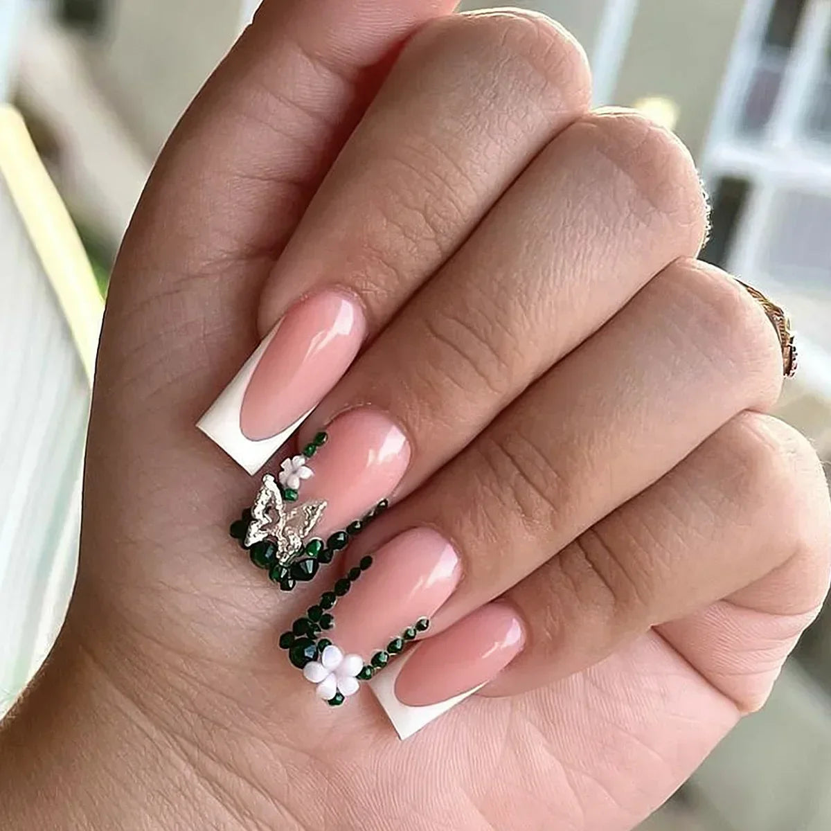 Mid Long Pink Leopard Press-On Nails with Bow