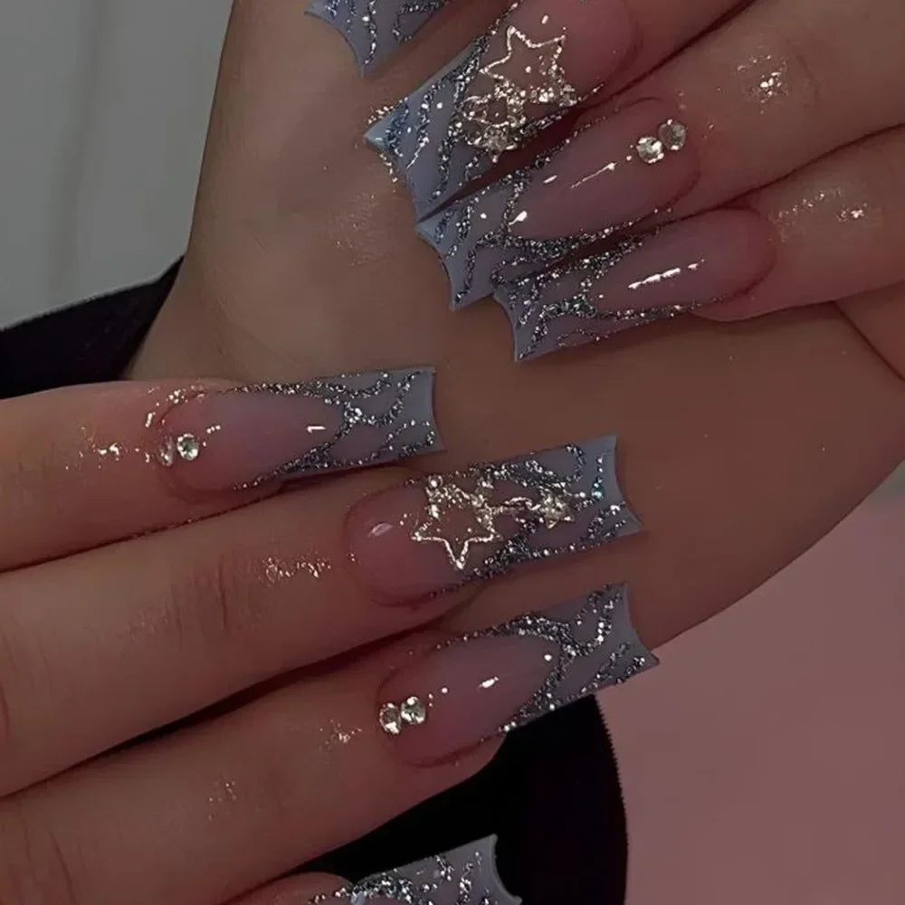 Mid Long Pink Leopard Press-On Nails with Bow