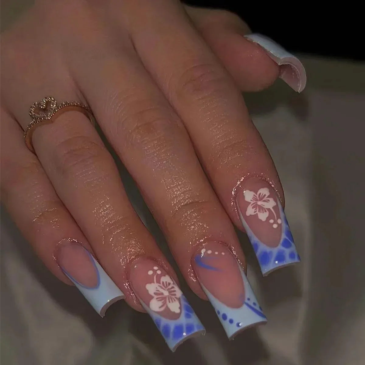 Mid Long Pink Leopard Press-On Nails with Bow