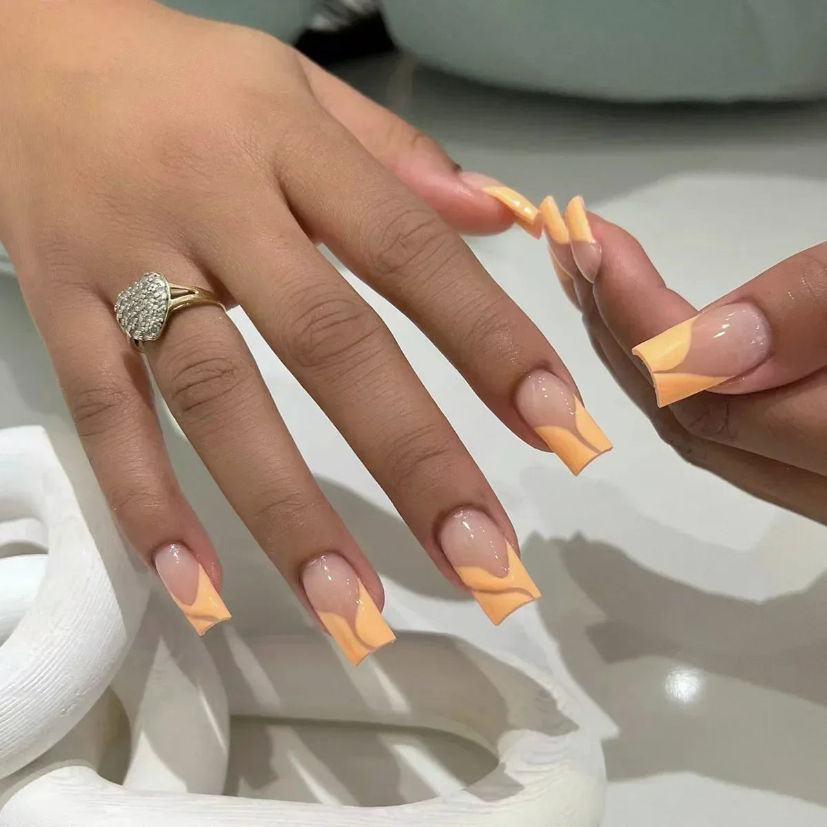 Mid Long Pink Leopard Press-On Nails with Bow